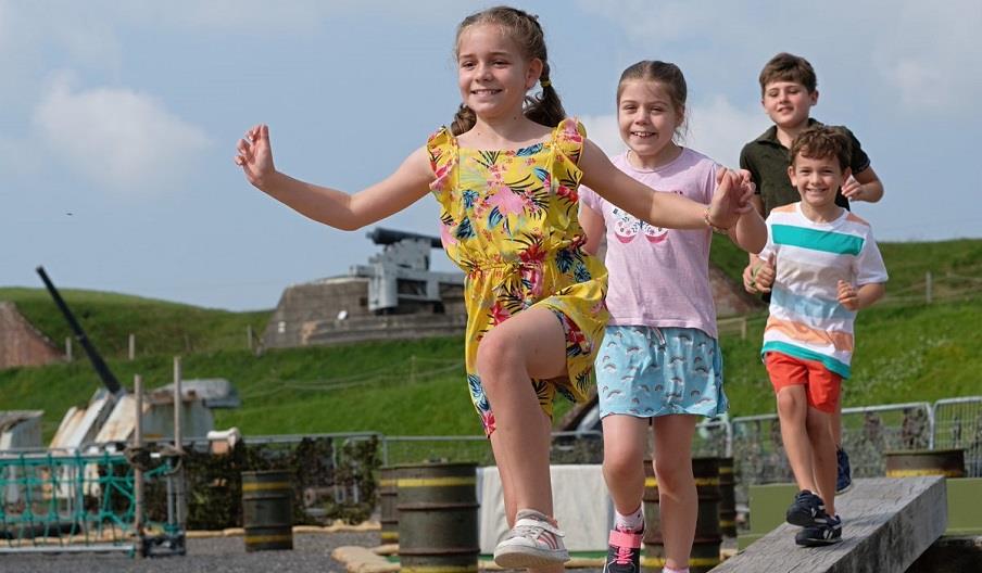 Children enjoying the Assault Course at Fort Nelson